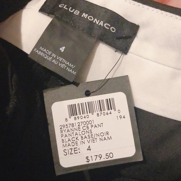 Club Monaco Wool Tuxedo Stripe Pants Black Base Cropped Ankle Size 4 NWT $179 - Picture 7 of 9